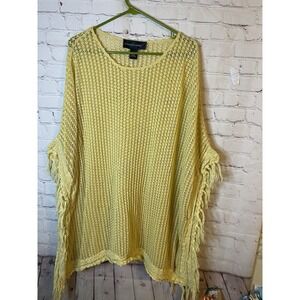Boho/Hippie Style Poncho Knit Fringe Sweater Size XL  EUC